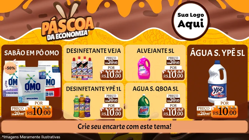 Modelo de TV para TV Horizontal com o tema Páscoa da Economia para Produtos de Limpeza