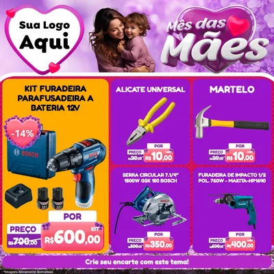 Modelo de Rede Social para Feed Facebook com o tema Mês das Mães para Maquinas e Ferramentas