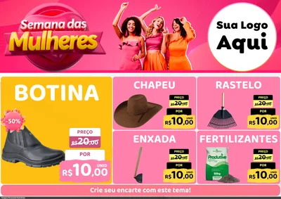 Modelo de Encarte para Encarte A4 Horizontal com o tema Semana das Mulheres para Agropecuária