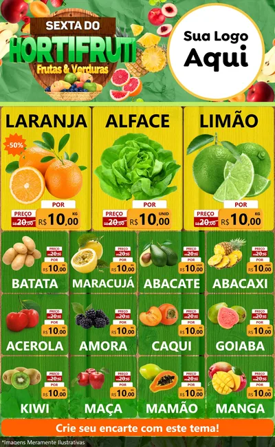 Modelo de Encarte para Encarte Grande com o tema Sexta do Hortifrúti para Hortifrúti
