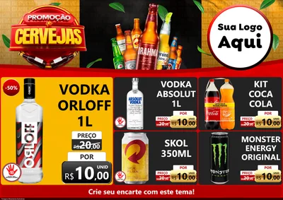 Modelo de Encarte para Encarte A4 Horizontal com o tema Promoções de Cervejas para Distribuidora de bebidas