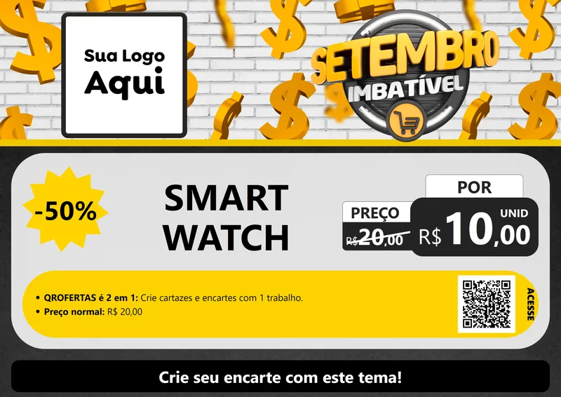 Modelo de Cartaz para Cartaz A4 Horizontal com o tema Setembro Imbatível para Informática