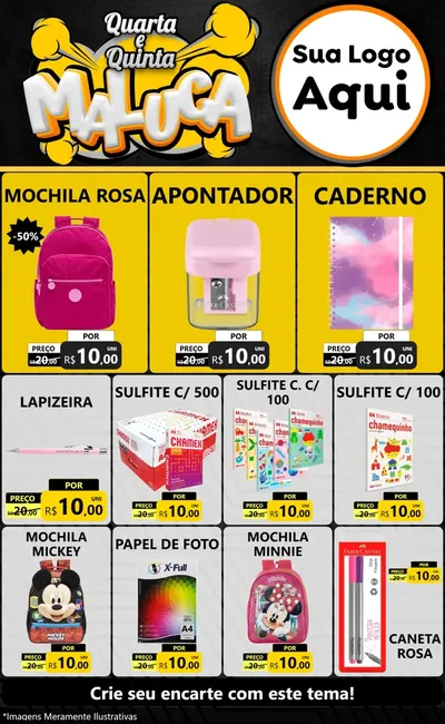 Modelo de Encarte para Encarte Grande com o tema Quarta e Quinta Maluca para Papelaria