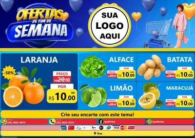 Modelo de Encarte para Encarte A4 Horizontal com o tema Ofertas de Fim de Semana para Hortifrúti