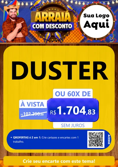 Modelo de Cartaz para Cartaz A4 Vertical com o tema Arraiá Com Desconto para Concessionaria de Carros