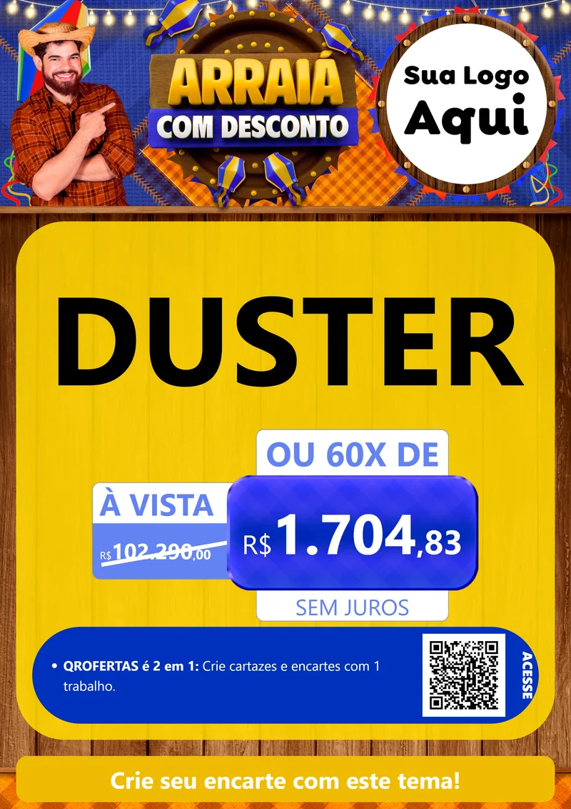 Modelo de Cartaz para Cartaz A4 Vertical com o tema Arraiá Com Desconto para Concessionaria de Carros
