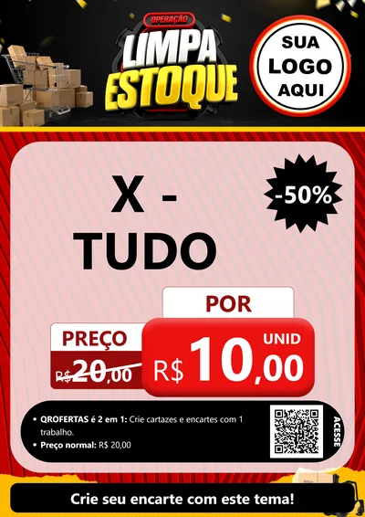 Modelo de Cartaz para Cartaz A4 Vertical com o tema Operação Limpa Estoque para Hamburgueria