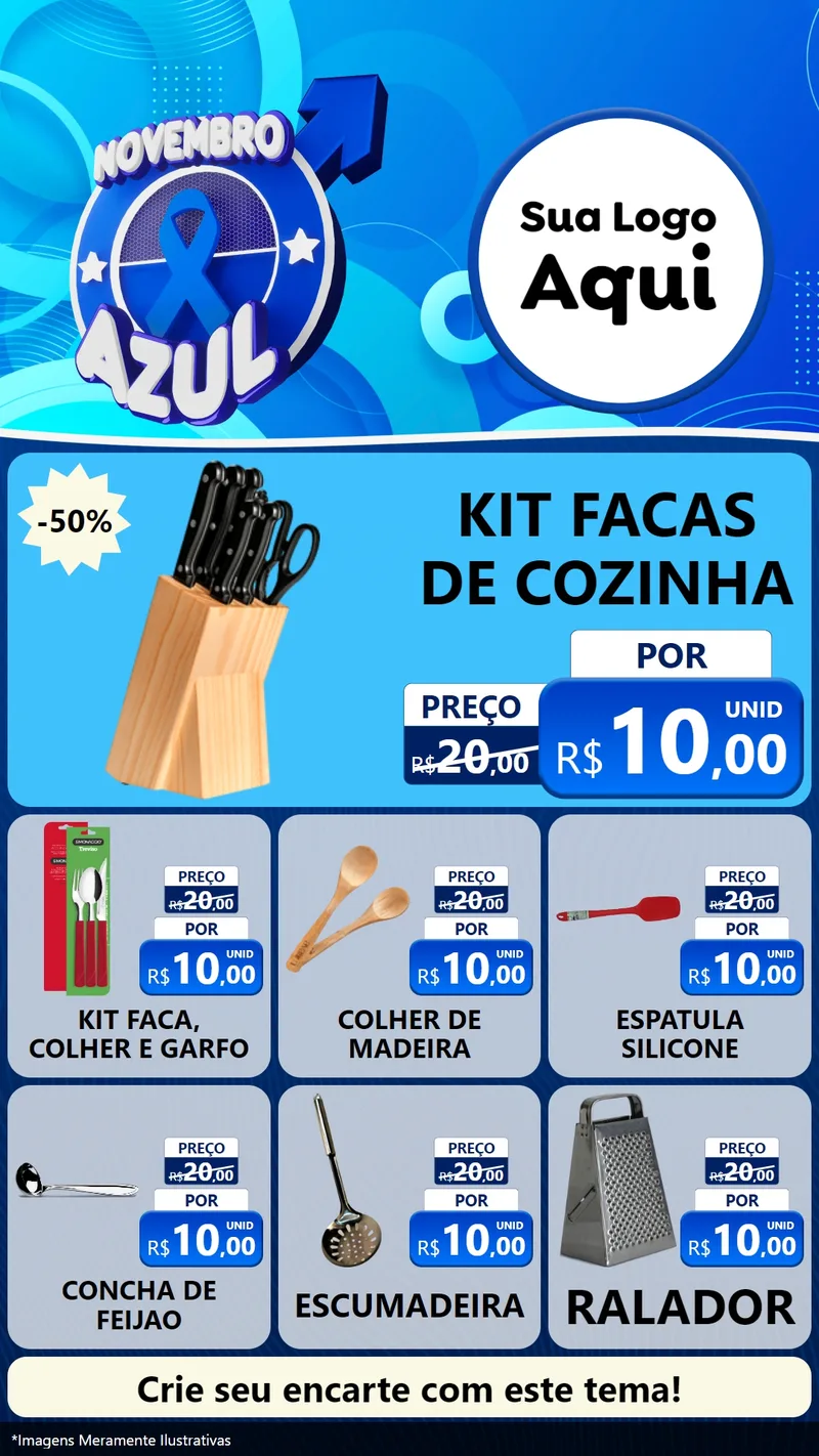 Modelo de Rede Social para Stories com o tema Novembro Azul para Utilidades Domésticas