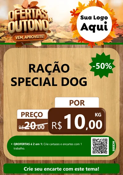 Modelo de Cartaz para Cartaz A4 Vertical com o tema Ofertas de Outono - Vem, Aproveite! para Pet Shop