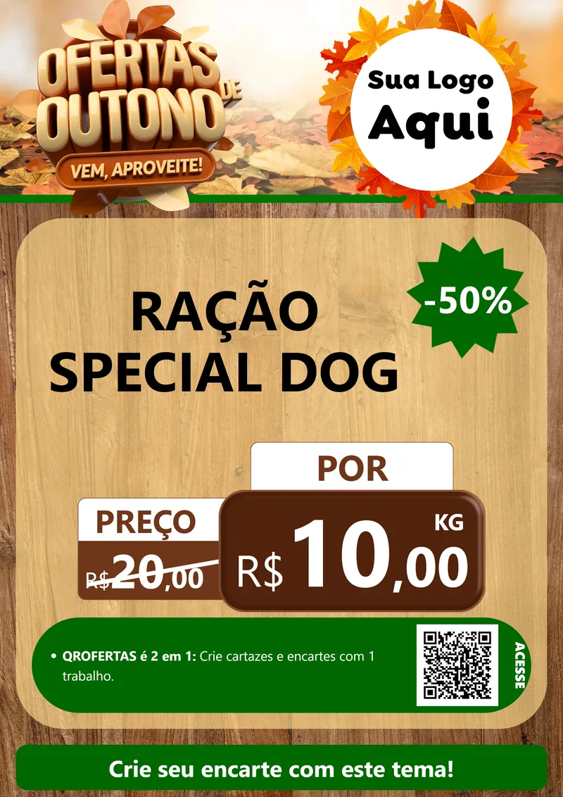 Modelo de Cartaz para Cartaz A4 Vertical com o tema Ofertas de Outono - Vem, Aproveite! para Pet Shop