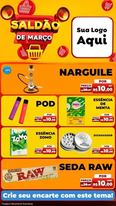 Modelo de TV para TV Vertical com o tema Saldão de Março para Tabacaria
