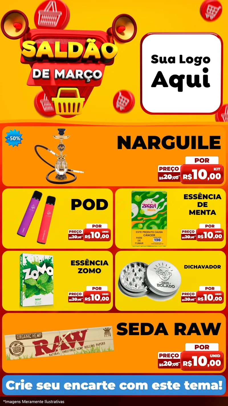 Modelo de TV para TV Vertical com o tema Saldão de Março para Tabacaria