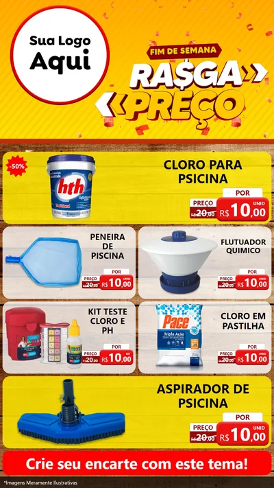 Modelo de TV para TV Vertical com o tema Fim de Semana Rasga Preços para Produtos para Piscina