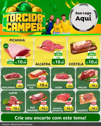 Modelo de Rede Social para Feed Instagram com o tema Torcida Campeã - Copa para Açougue
