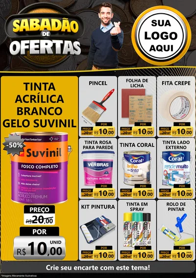 Modelo de Encarte para Encarte A4 Vertical com o tema Sabadão de Ofertas para Tintas e Ferramentas