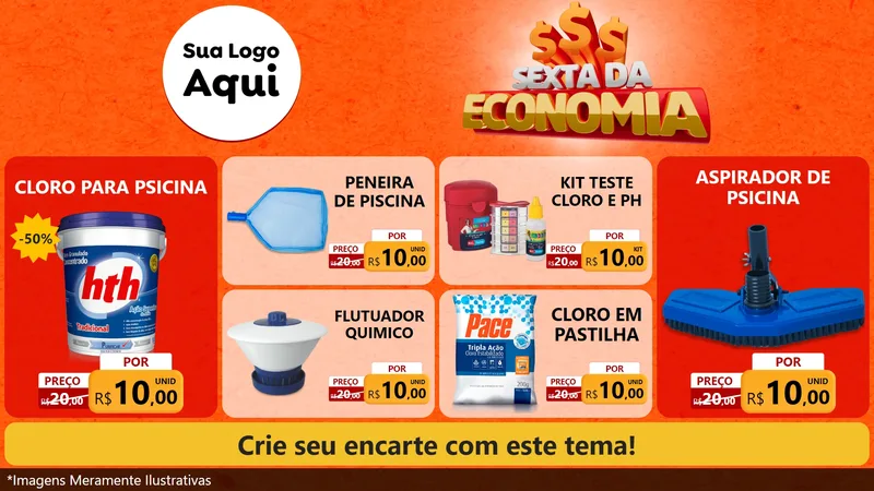 Modelo de TV para TV Horizontal com o tema Sexta da Economia para Produtos para Piscina