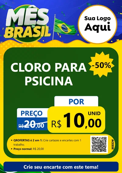 Modelo de Cartaz para Cartaz A4 Vertical com o tema Mês do Brasil para Produtos para Piscina