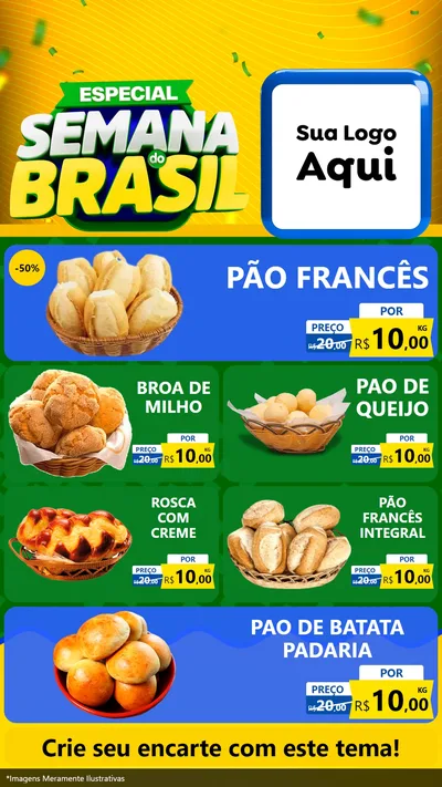 Modelo de TV para TV Vertical com o tema Especial Semana do Brasil para Padaria