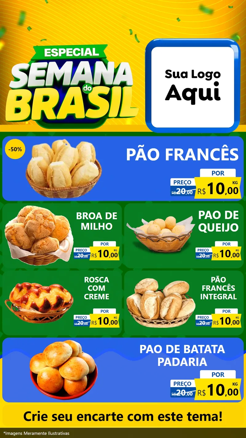 Modelo de TV para TV Vertical com o tema Especial Semana do Brasil para Padaria