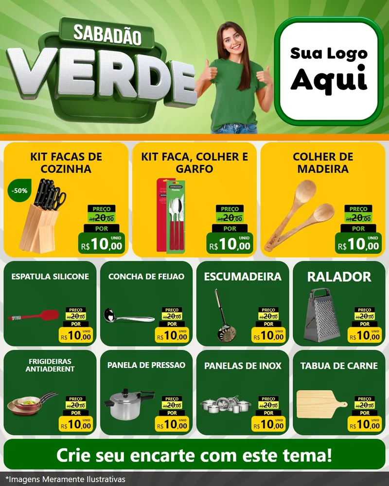 Modelo de Rede Social para Feed Instagram com o tema Sabadão Verde para Utilidades Domésticas