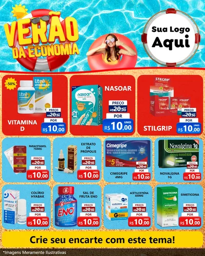 Modelo de Rede Social para Feed Instagram com o tema Verão da Economia para Farmácia