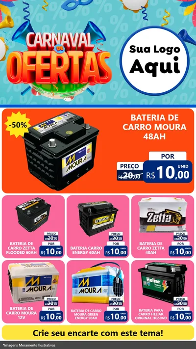 Modelo de Rede Social para Stories com o tema Carnaval de Ofertas para Baterias Elétricas