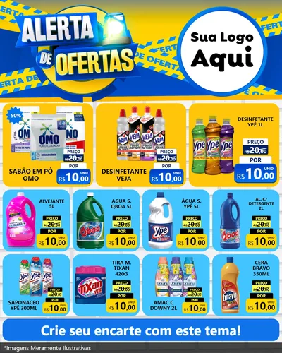 Modelo de Rede Social para Feed Instagram com o tema Alerta de Ofertas para Produtos de Limpeza