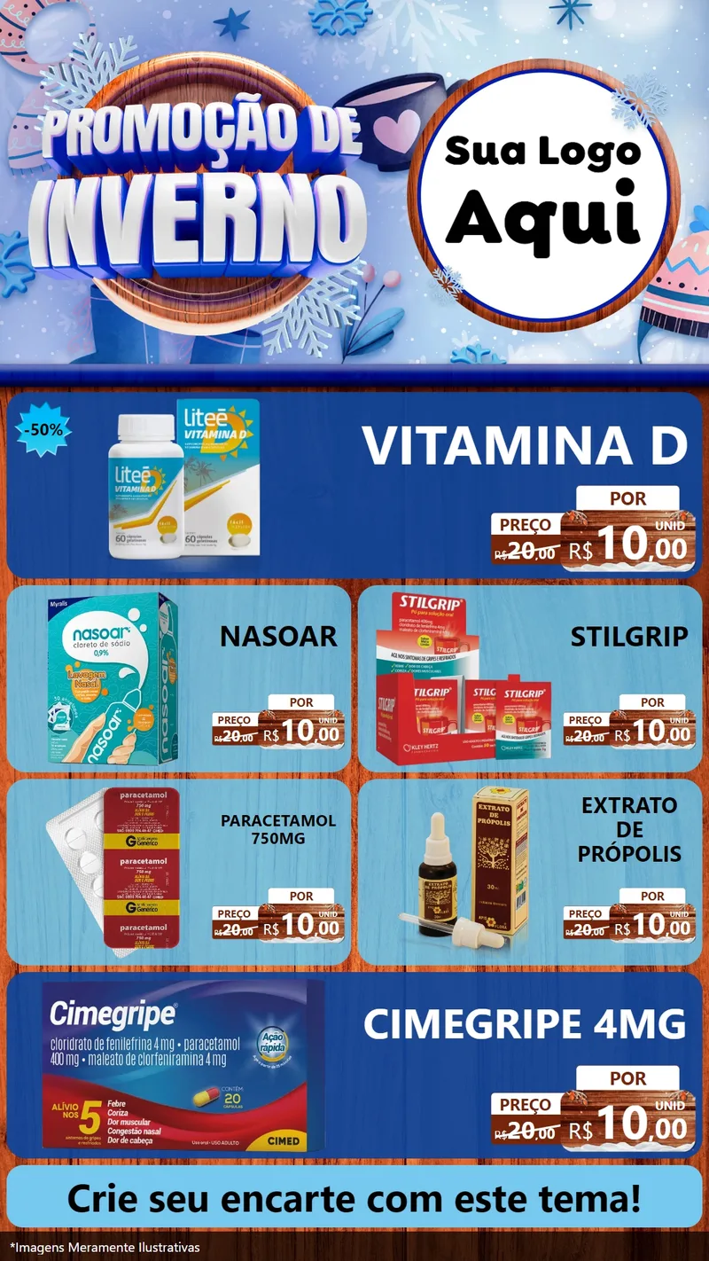 Modelo de TV para TV Vertical com o tema Promoção de Inverno para Farmácia