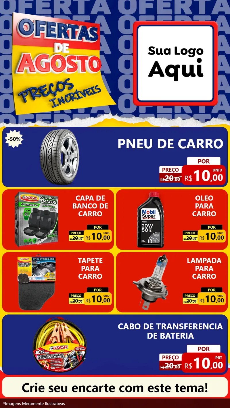 Modelo de TV para TV Vertical com o tema Ofertas de Agosto - Preços Incríveis para Auto peças