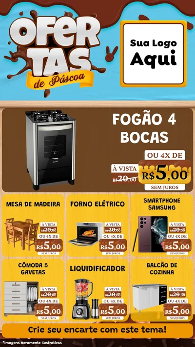 Modelo de Rede Social para Stories com o tema Ofertas de Páscoa para Móveis e Eletro