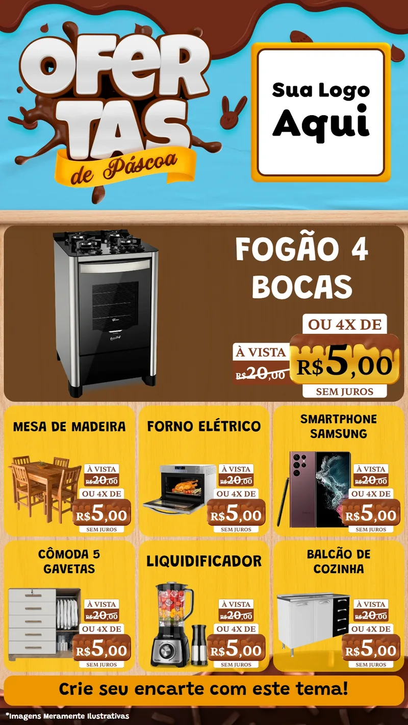 Modelo de Rede Social para Stories com o tema Ofertas de Páscoa para Móveis e Eletro