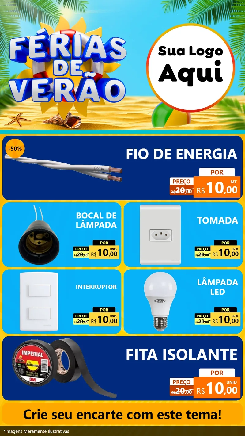 Modelo de TV para TV Vertical com o tema Férias de Verão para Materiais Elétricos