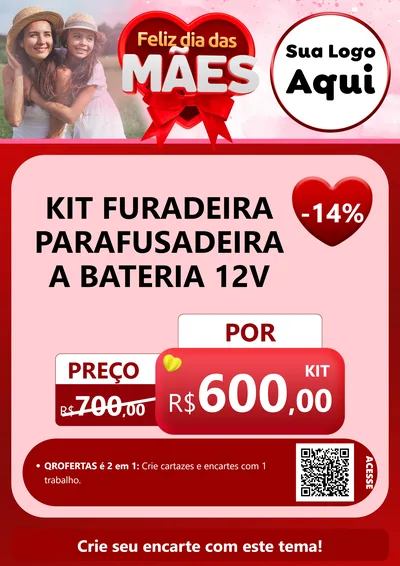 Modelo de Cartaz para Cartaz A4 Vertical com o tema Feliz Dia Das Mães para Maquinas e Ferramentas