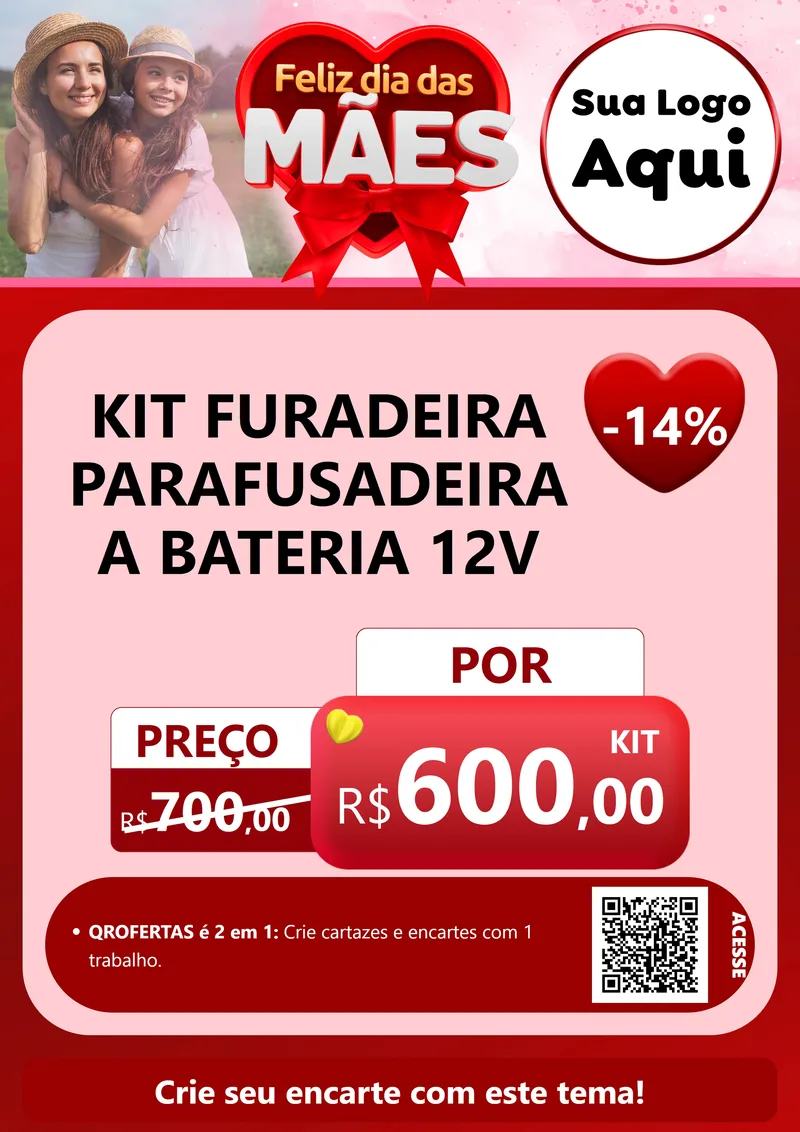 Modelo de Cartaz para Cartaz A4 Vertical com o tema Feliz Dia Das Mães para Maquinas e Ferramentas