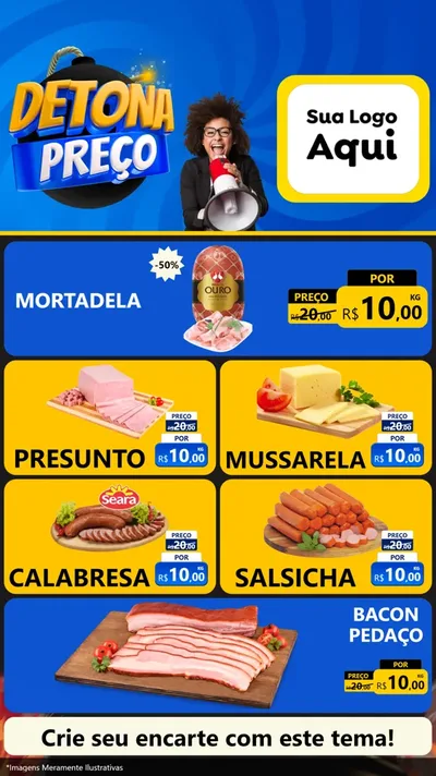 Modelo de TV para TV Vertical com o tema Detona Preços para Frios e Laticínios