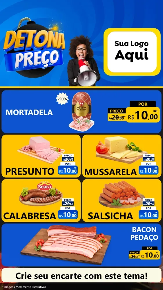 Modelo de TV para TV Vertical com o tema Detona Preços para Frios e Laticínios