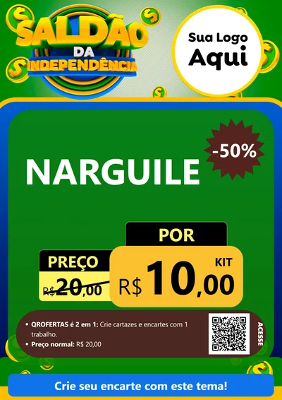 Modelo de Cartaz para Cartaz A4 Vertical com o tema Saldão da Indepêndencia para Tabacaria