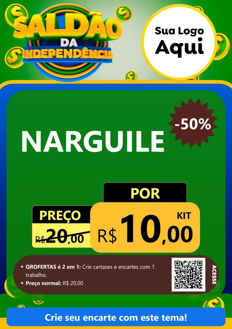 Modelo de Cartaz para Cartaz A4 Vertical com o tema Saldão da Indepêndencia para Tabacaria