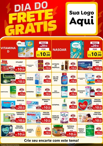 Modelo de Encarte para Encarte A4 Vertical com o tema Dia do Frete Grátis para Farmácia