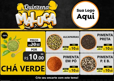 Modelo de Encarte para Encarte A4 Horizontal com o tema Quinzena Maluca para Produtos Naturais
