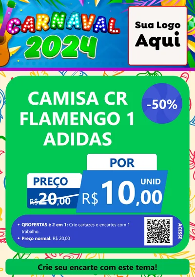 Modelo de Cartaz para Cartaz A4 Vertical com o tema Carnaval 2027 para Roupas e acessórios