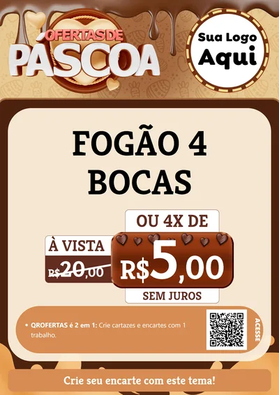 Modelo de Cartaz para Cartaz A4 Vertical com o tema Ofertas de Páscoa para Móveis e Eletro