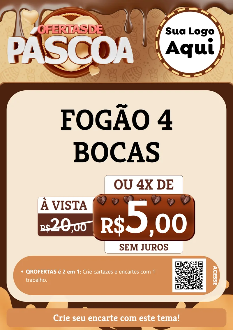 Modelo de Cartaz para Cartaz A4 Vertical com o tema Ofertas de Páscoa para Móveis e Eletro