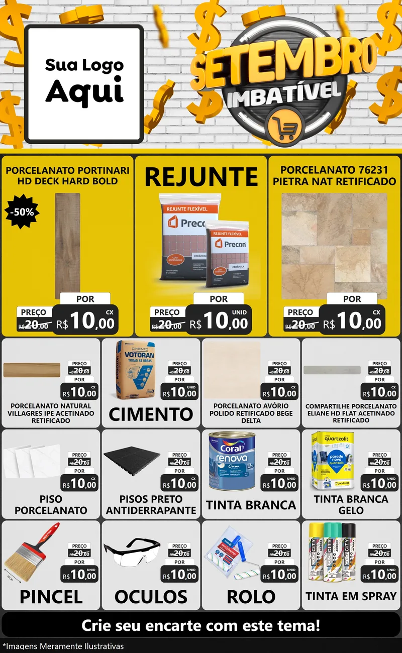 Modelo de Encarte para Encarte Grande com o tema Setembro Imbatível para Pisos e revestimentos