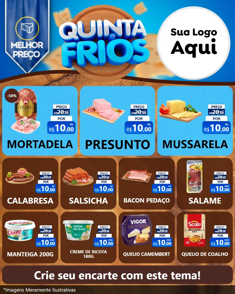Modelo de Rede Social para Feed Instagram com o tema Quinta dos Frios para Frios e Laticínios