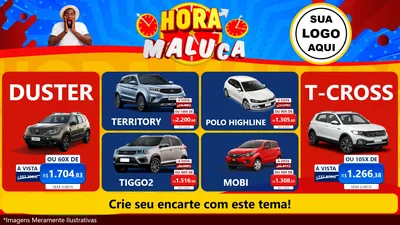 Modelo de TV para TV Horizontal com o tema Hora Maluca para Concessionaria de Carros