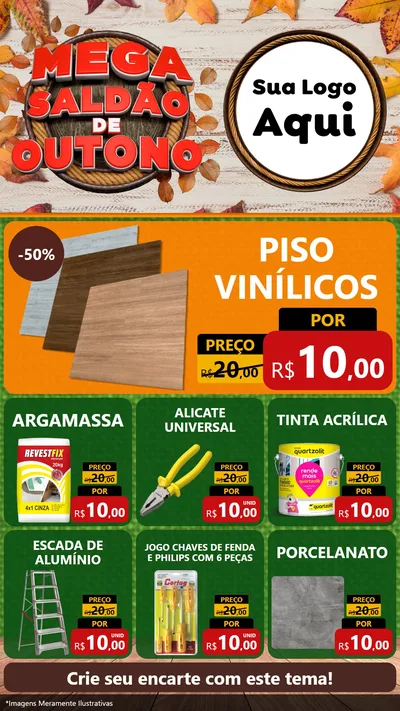 Modelo de Rede Social para Stories com o tema Mega Saldão de Outono para Material para Construção