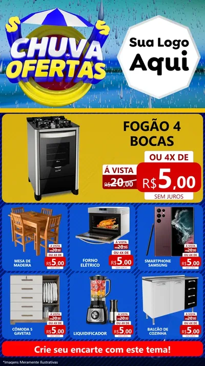 Modelo de Rede Social para Stories com o tema Chuva de Ofertas para Móveis e Eletro
