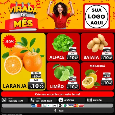 Modelo de Rede Social para Feed Facebook com o tema Virada de Mês para Hortifrúti