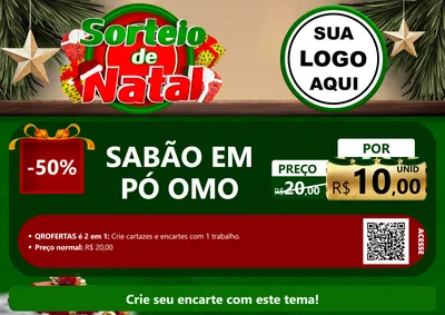 Modelo de Cartaz para Cartaz A4 Horizontal com o tema Sorteio de Natal para Produtos de Limpeza